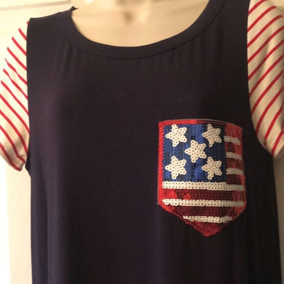 SALE -LAST FEW! Sequin American Flag Shirt - Picture 7 of 7